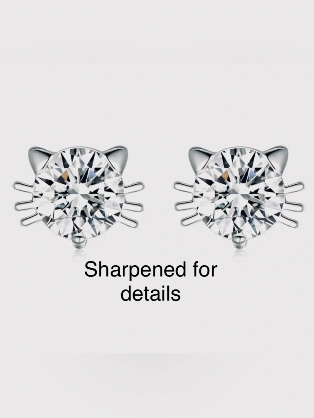 Sterling Silver Shiny 925 Kitty Cat Sparkling CZ Stud Earrings Brand New